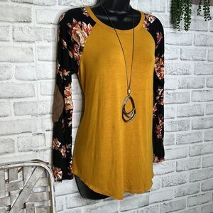 Hailey & Co Boho Hippie Elbow Patch Floral Long Sleeve Shirt Top Size Small